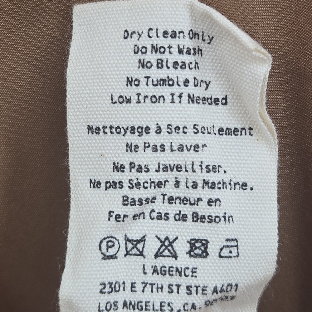 L'AGENCE‎ Akiya Satin Slip Dress Coco Brown Bias Cut Midi XS Tall - Picture 7 of 14